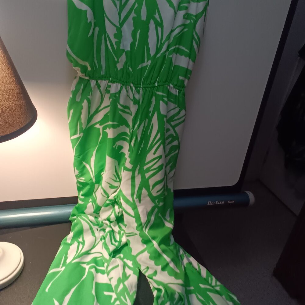 LILLlY PULITZER Jumpsuit Size Large 20Anniversary Collection Green & white Wide